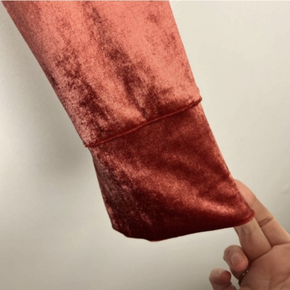 Free People Shayla Burnt Orange Velvet Mini Dress Terracotta Size Small NWT - Picture 12 of 16